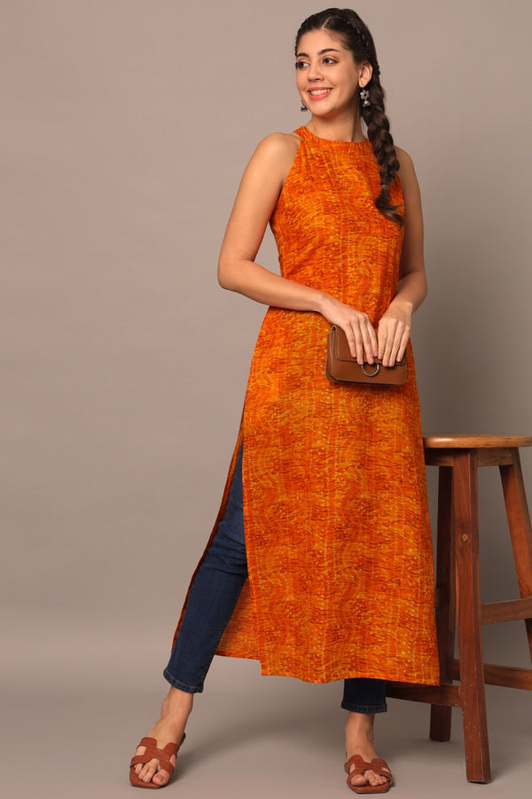 Yellow Bandhani Straight Indo-Western Kurta